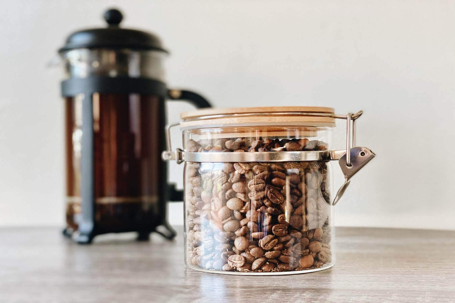 you can store coffee beans inside air-tight glass jar as in this photo