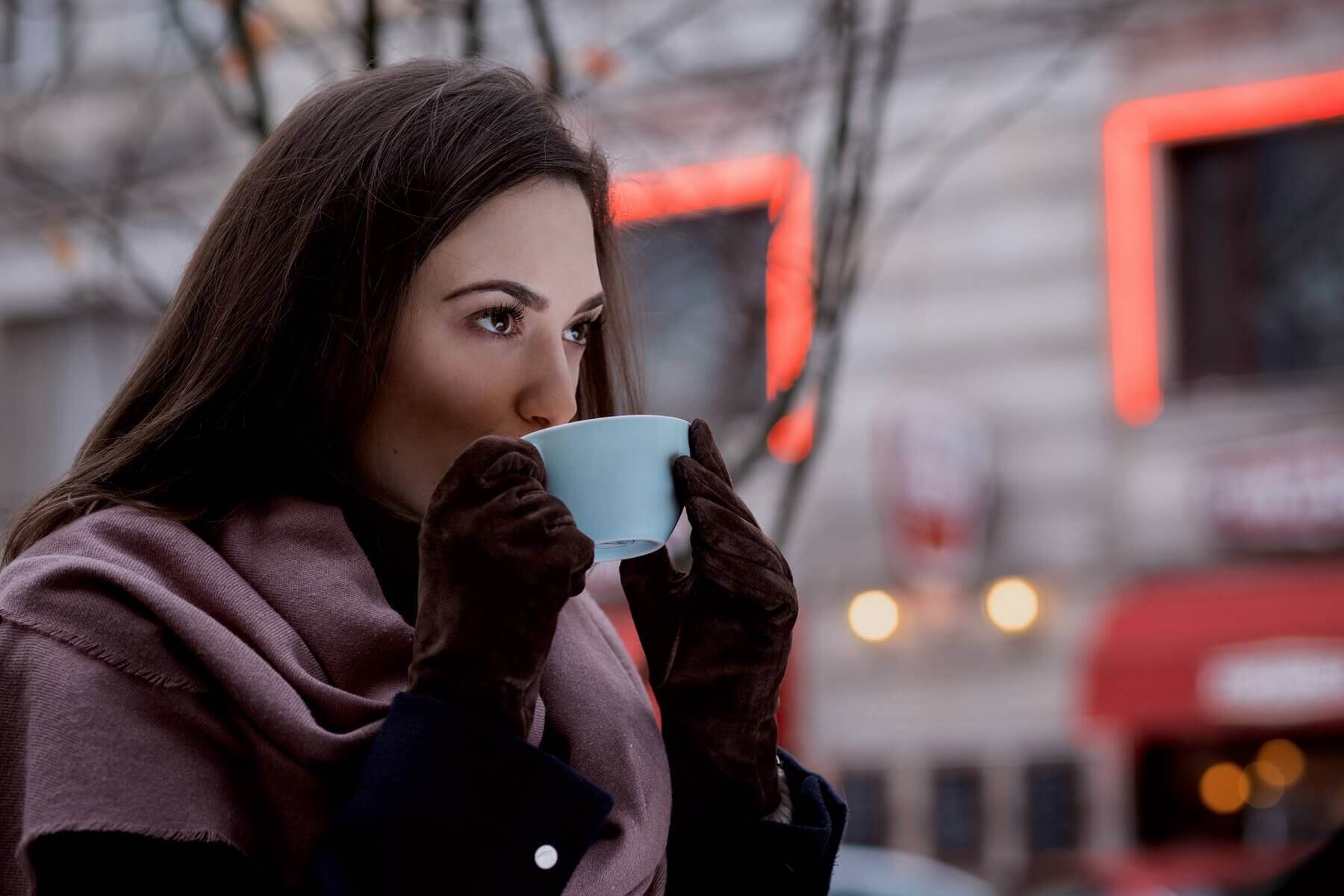 woman is drinking coffee made in home